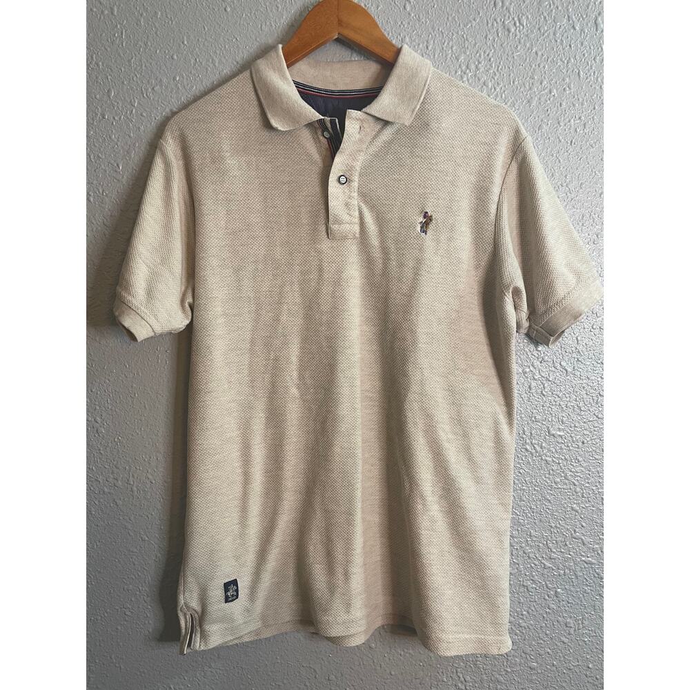 Mens Polo Shirt XL Waffle Knit Casual Top